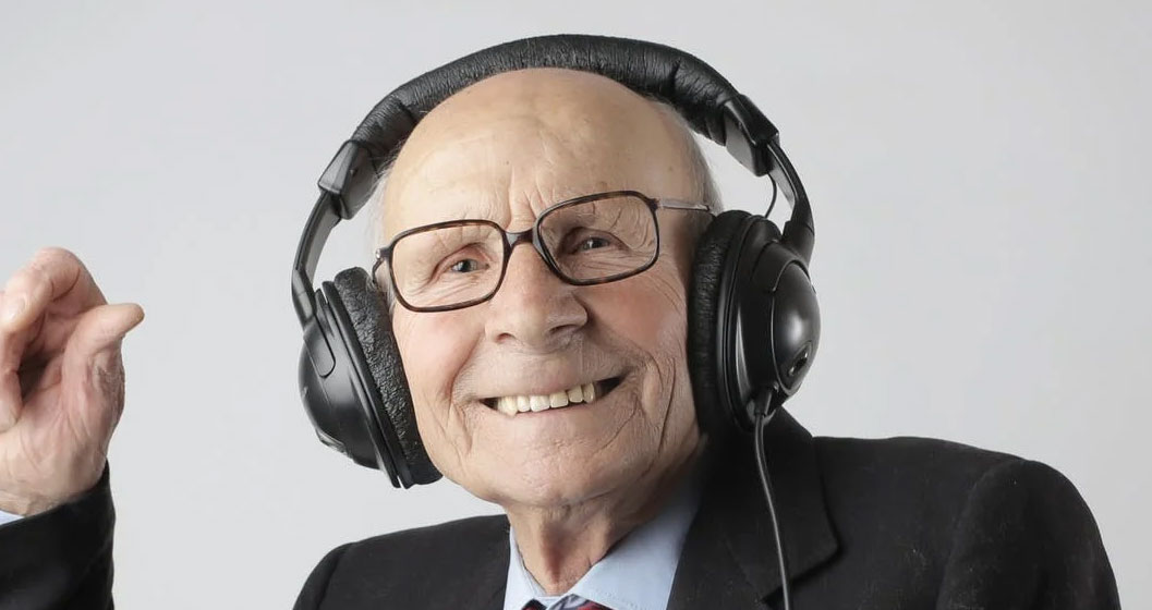 Man wearing headphones enjoying his listening