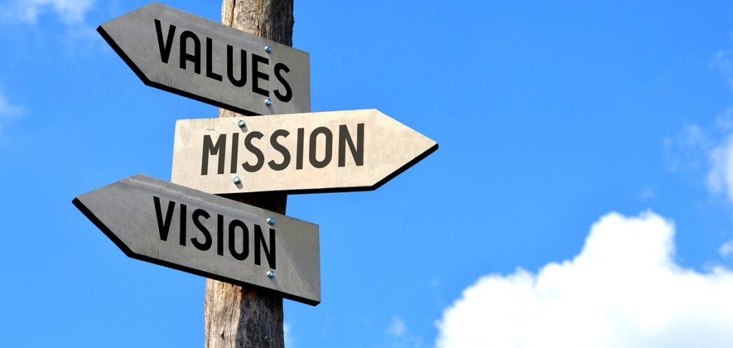 Signpost directions to Values. Mission and Vision