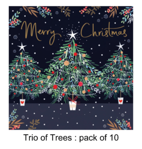 three decorated Christmas trees